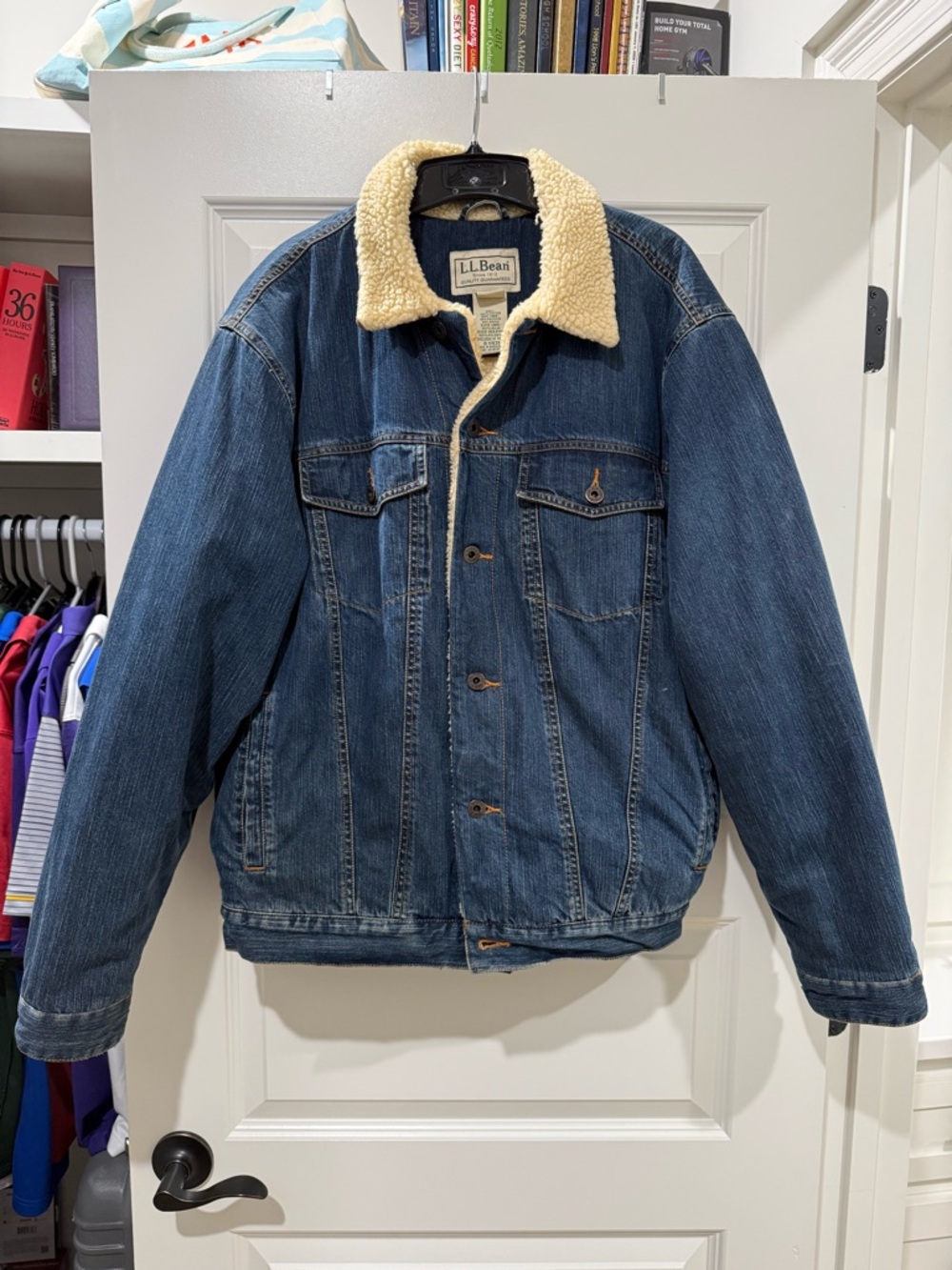 1990’s Vintage L.L. Bean Men's Blue Denim Sherpa-Lined Jacket